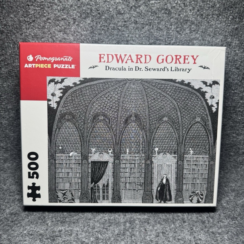 Edward Gorey Dracula in Dr. Seward's Library Pomegranate 500 Pc Puzzle SEALED